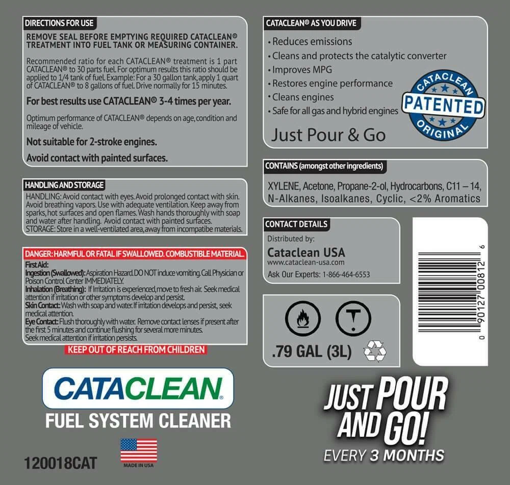 Cataclean - Fuel and Exhaust System Cleaner - Gasoline 3L. Bulk pkg - 120018CAT